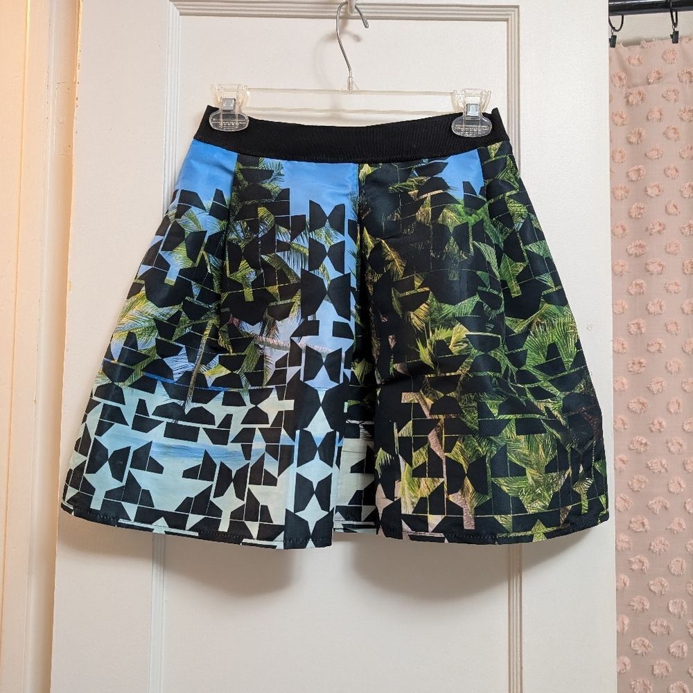 NWOT Pinko Mini Skirt A Line Patterned Size 2 XS Italian Zipper Summer Luxury - Picture 2 of 5